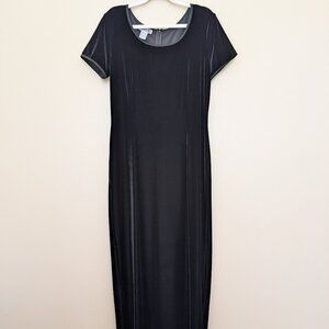 VINTAGE Robbie Bee Y2K black velvet short sleeve maxi dress EUC 10